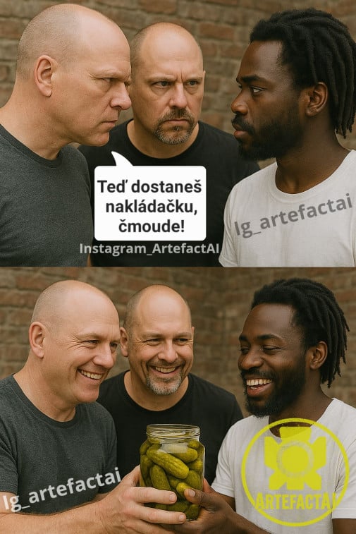 Jeden rasistický..